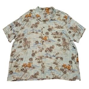Batik Bay 4XB Shirt Blue Floral Hawaiian Tropical Cruise Beach Summer Travel